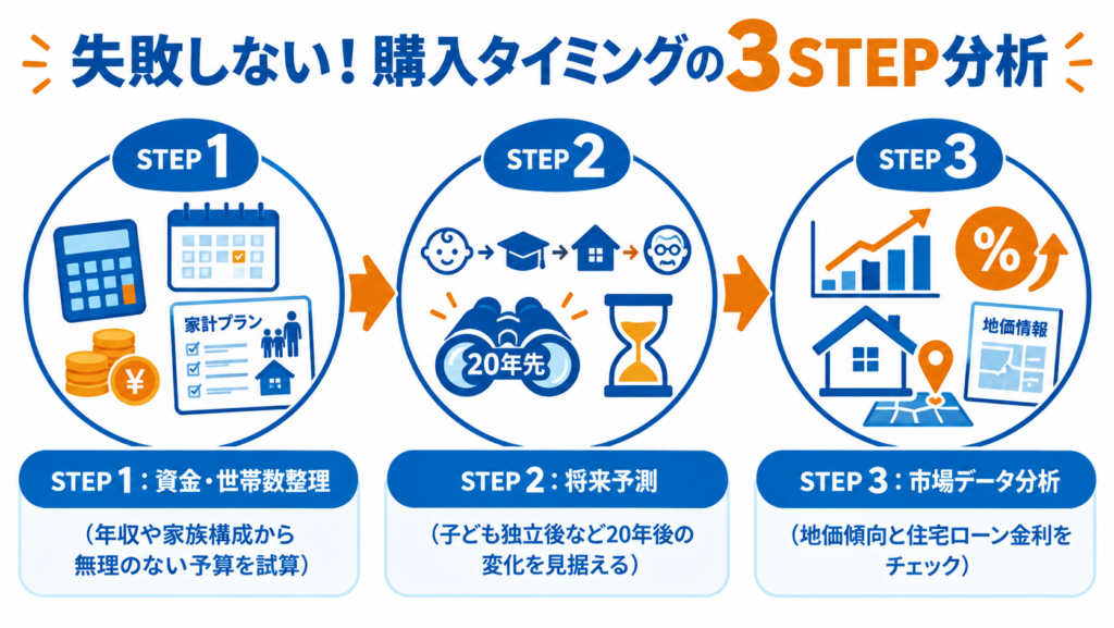 失敗しない家の購入タイミングを考える資金・将来・市場データの3STEP分析
